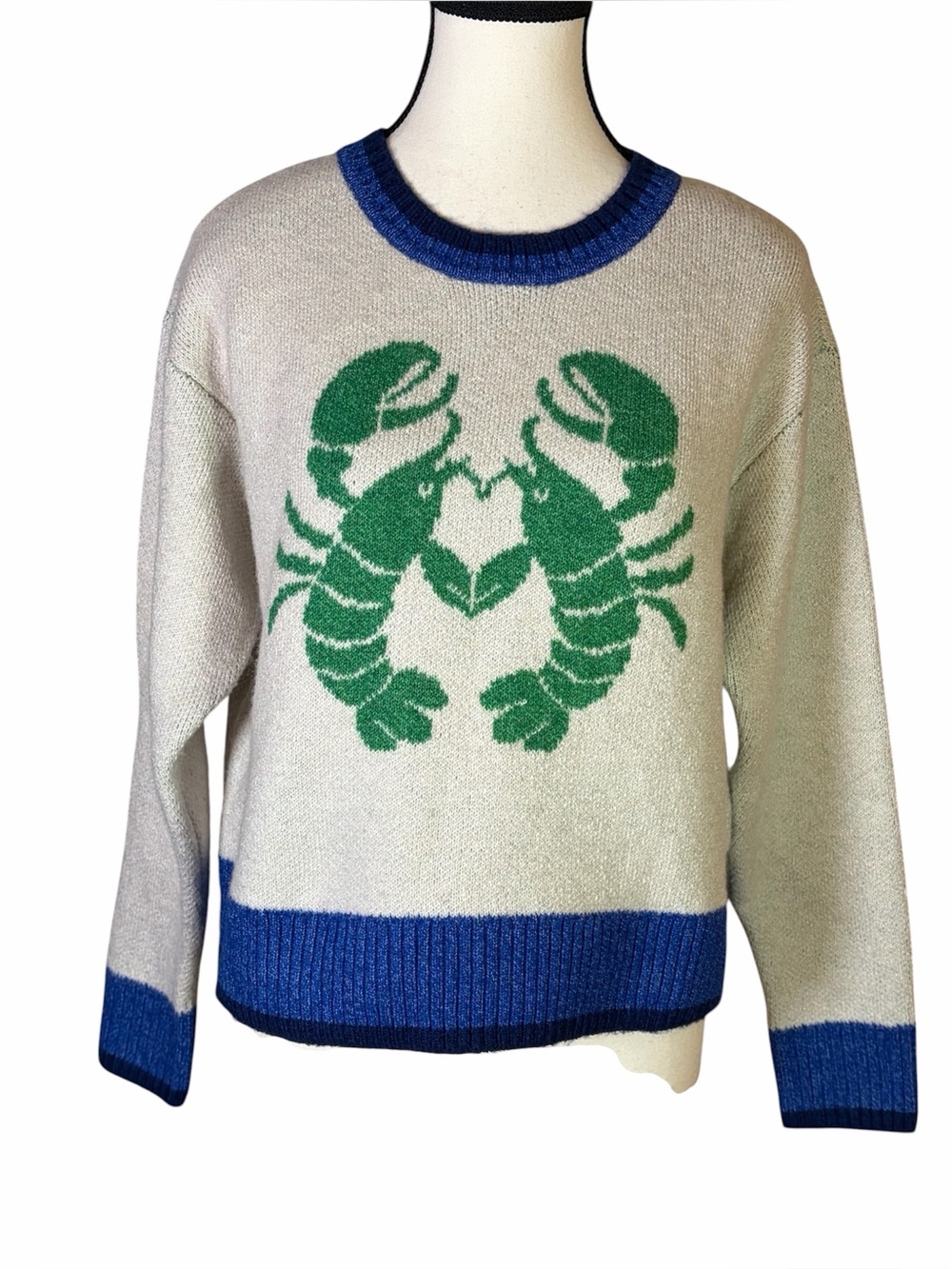 Cabi Sandy Shores Lobster Pullover Sweater Size XS Cream Knit Coastal Grandma